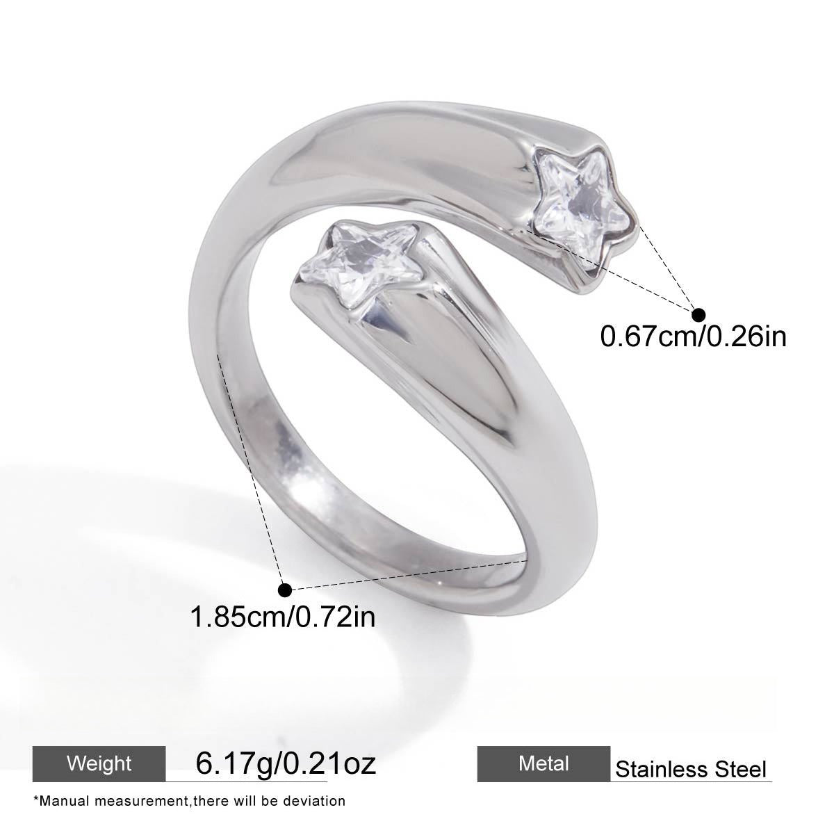Vintage Gold Stainless Steel Ring with Star Zircon PDRG309 - view 7
