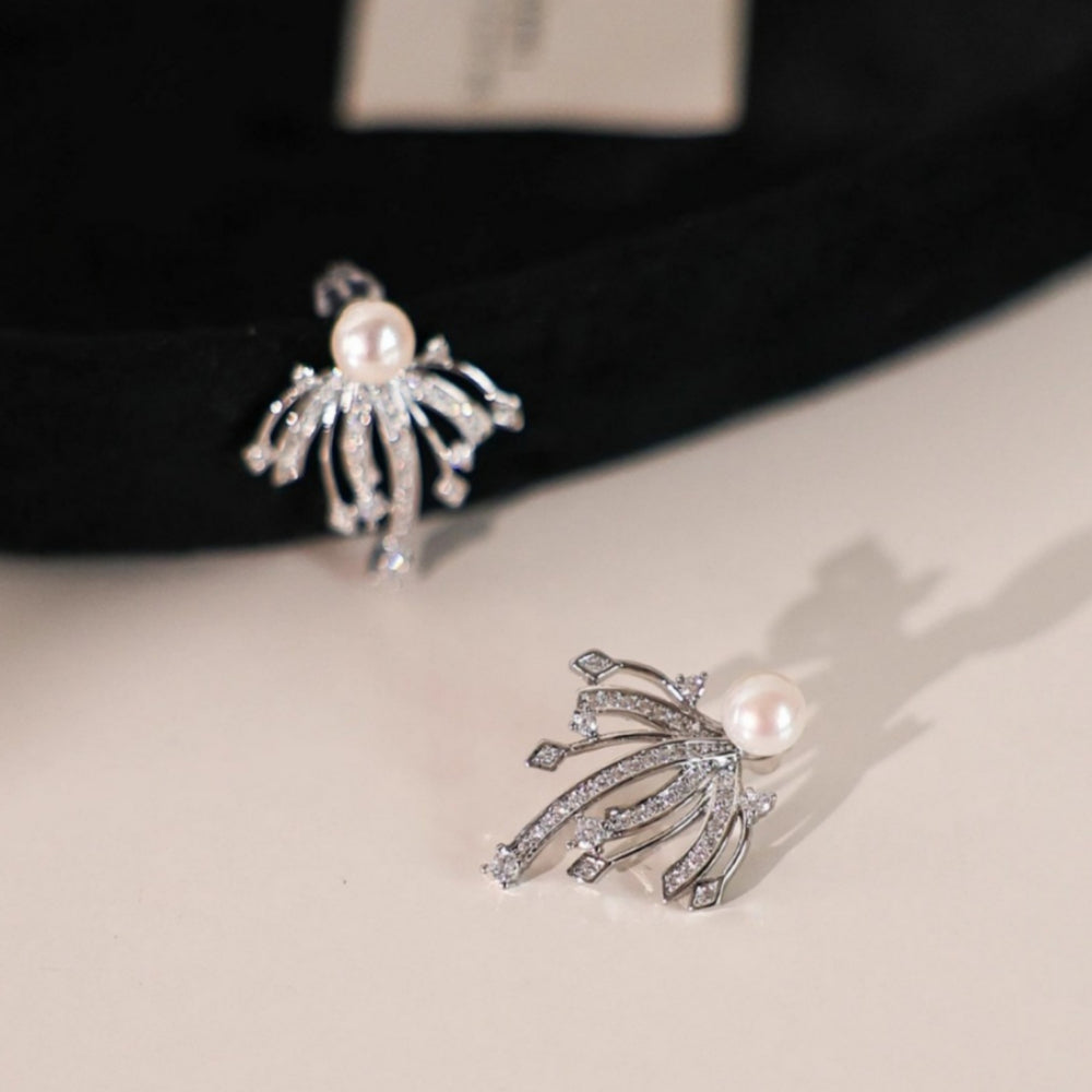 Firework Pearl Earrings S925 Silver Post