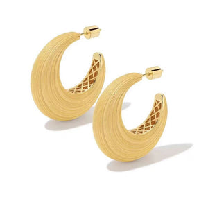Brushed Geometric Stud Earrings， Retro & Minimalist