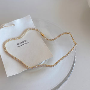 Cool Tone Rhinestone Choker Necklace
