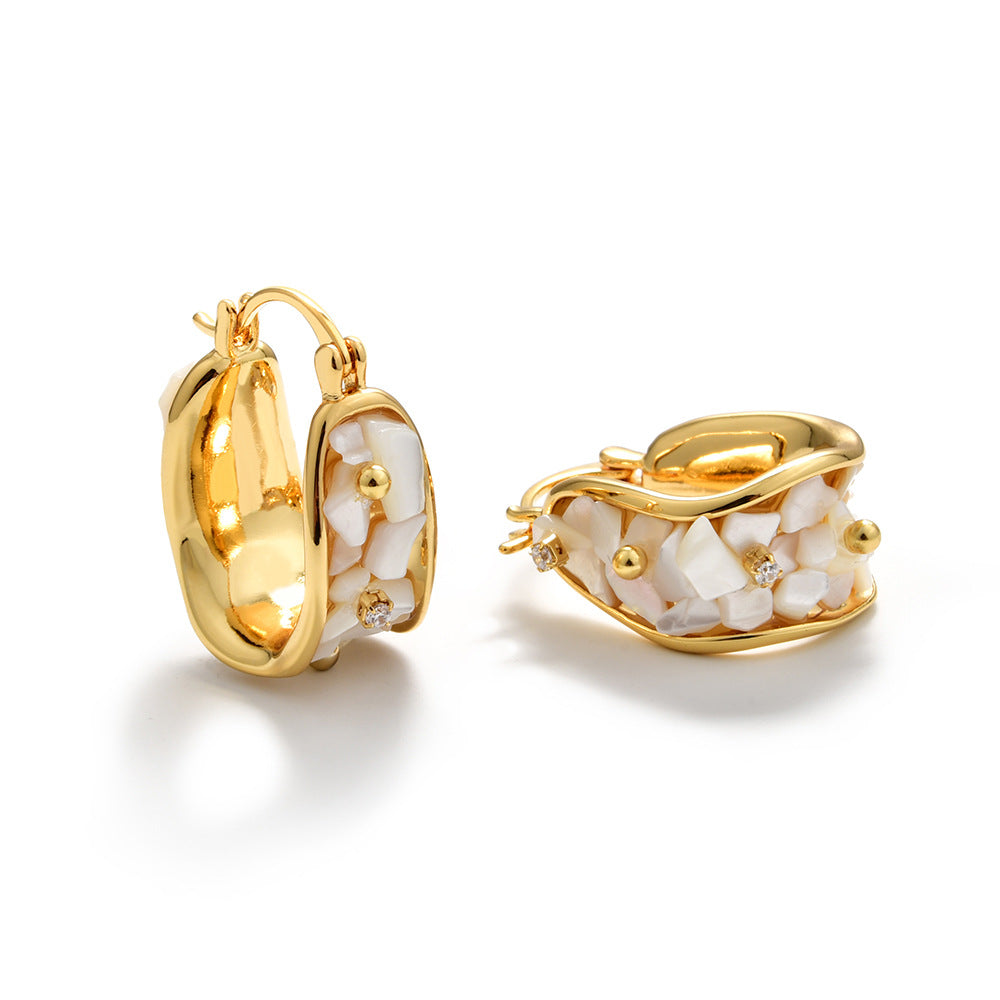 Vintage Wide Band White Shell Ear Cuffs