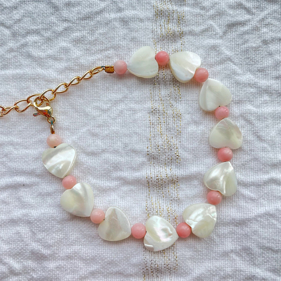 Artisan Shell & Heart Freshwater Pearl Bracelet