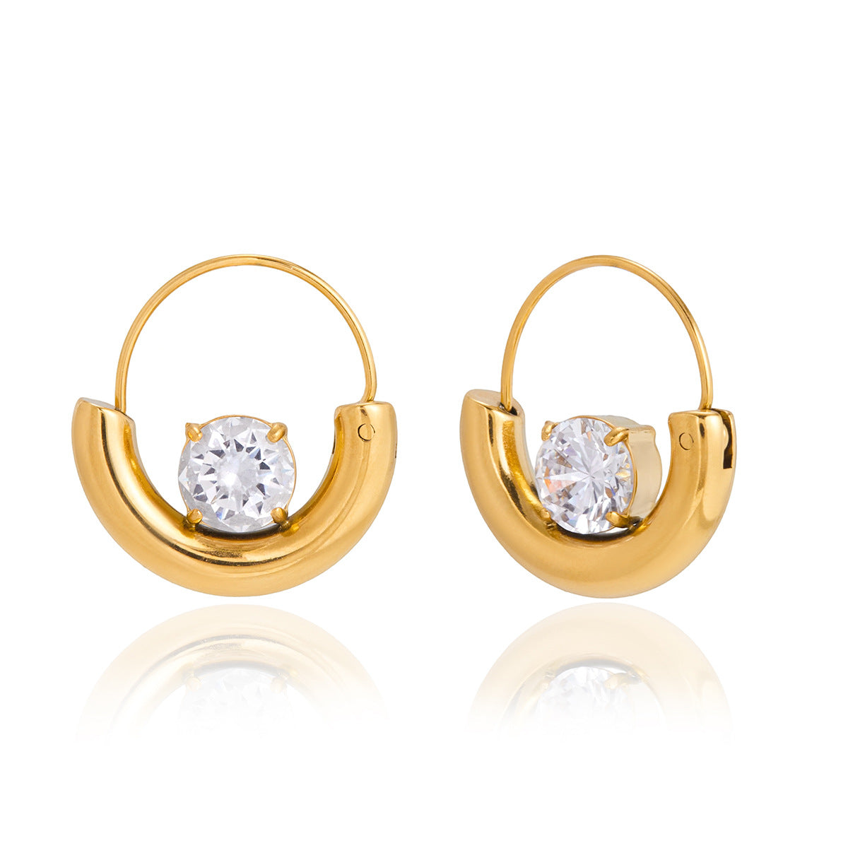 Classic Round Zircon Hoop Earrings