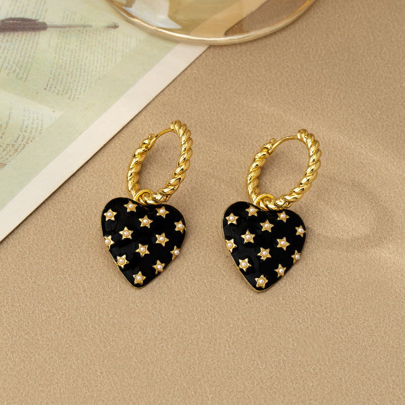 Three-Dimensional Heart Faux Pearl Earrings PDER430 - view 4