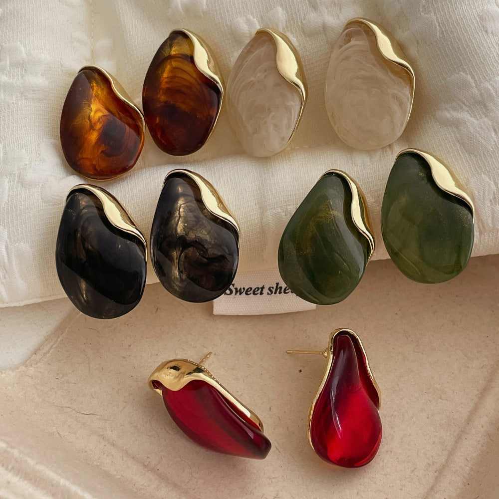 Amber Resin Drop Earrings