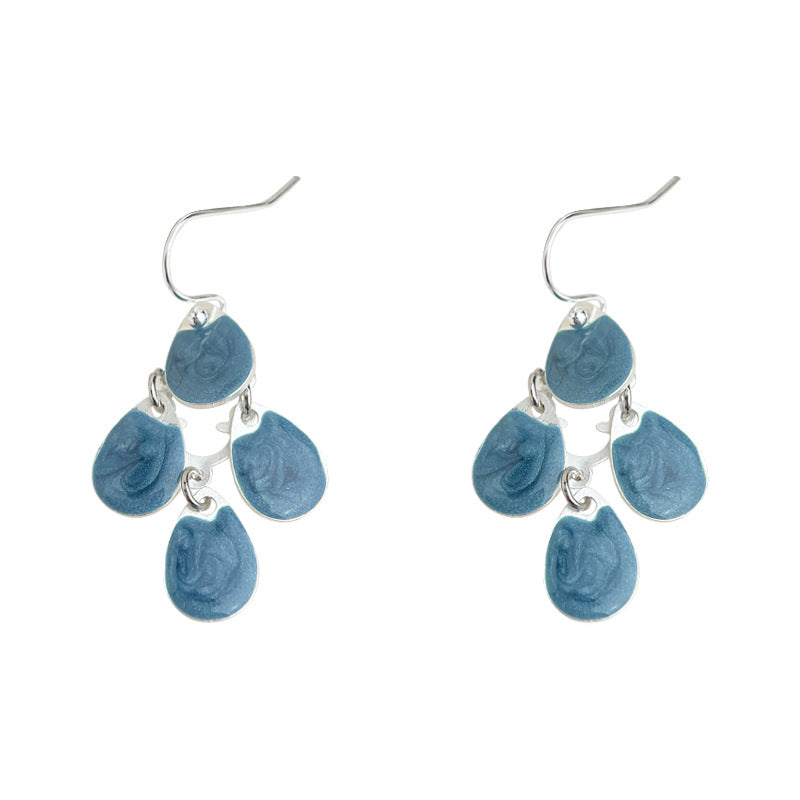 Bohemian Blue Dangle Earrings with Tassel & Teardrop