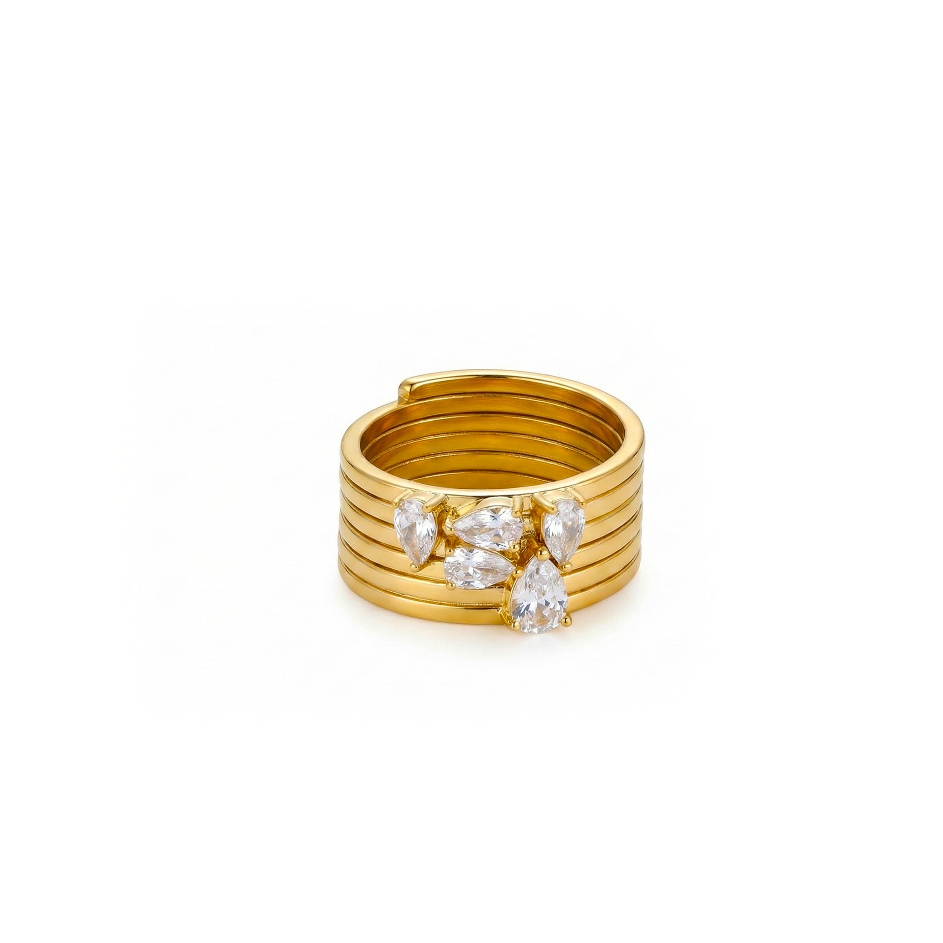 Layered Teardrop Zircon Ring