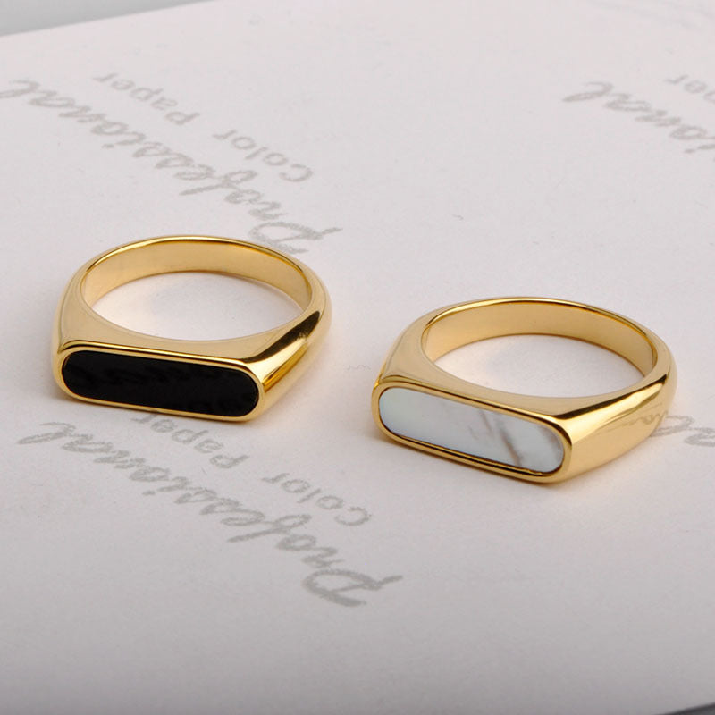 Titanium Steel Geometric Shell Ring