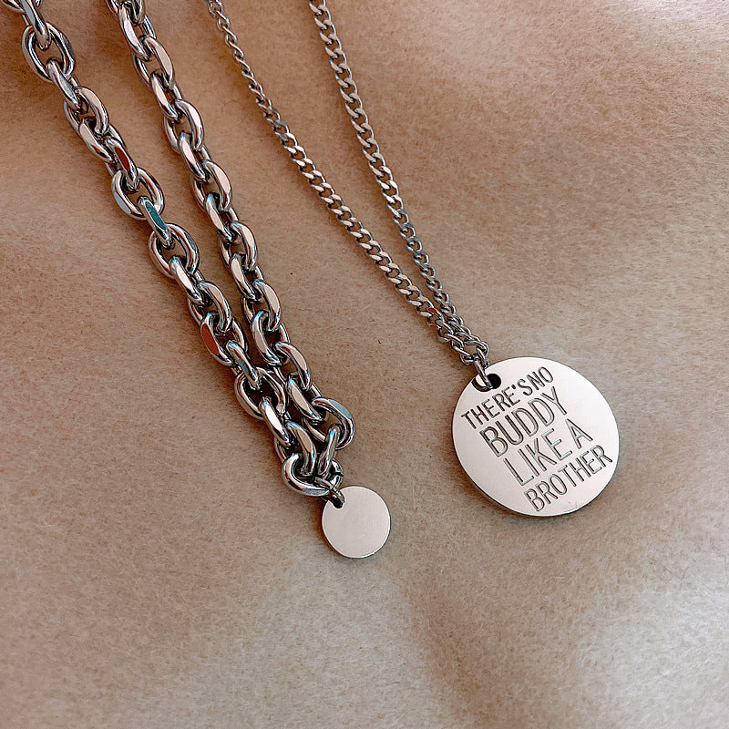 Layered Initial Pendant Sweater Necklace
