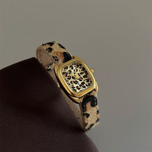 Leopard Print & Velvet Snake Head Watch PDW045