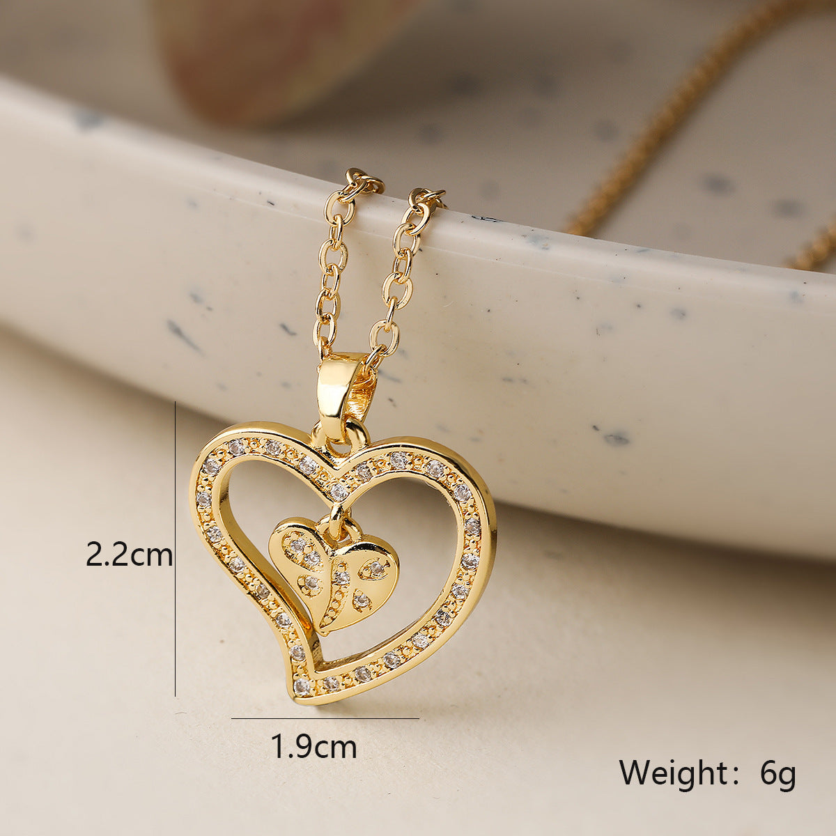 Micro-Pave Heart Zirconia Necklace PDNK323 - view 3