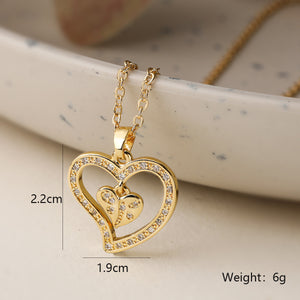 Micro-Pave Heart Zirconia Necklace PDNK323 - view 3