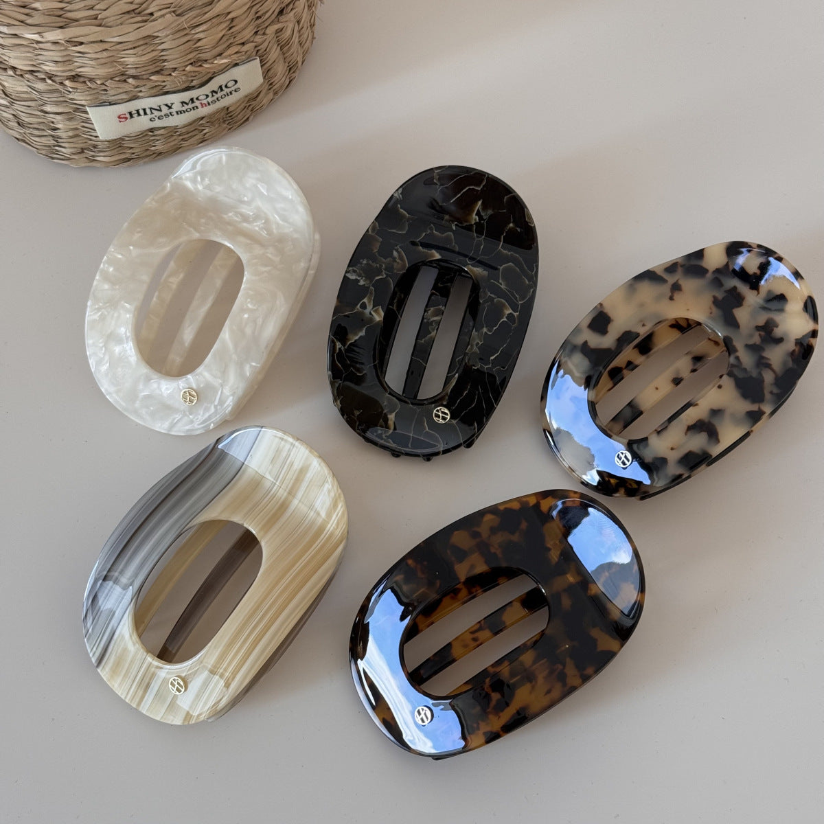 Acetate Oval Cutout French Barrette Hair Clip haire004