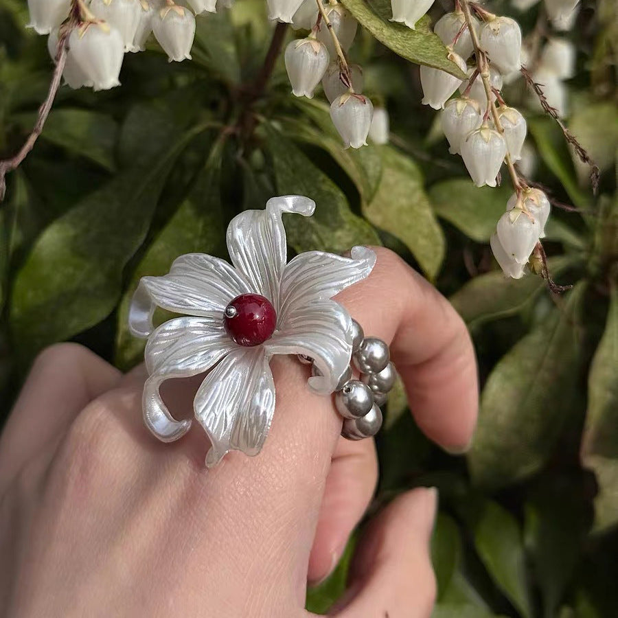 Dual Layer Iris Flower Stretch Ring