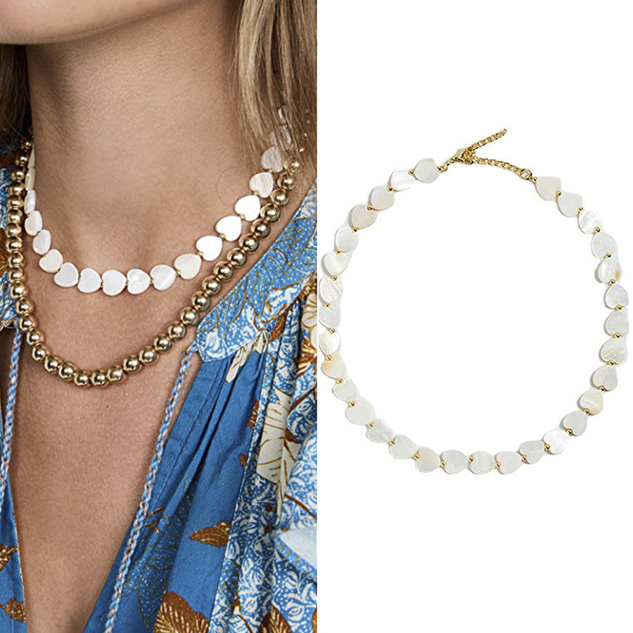 Artisan Shell & Heart Freshwater Pearl Necklace