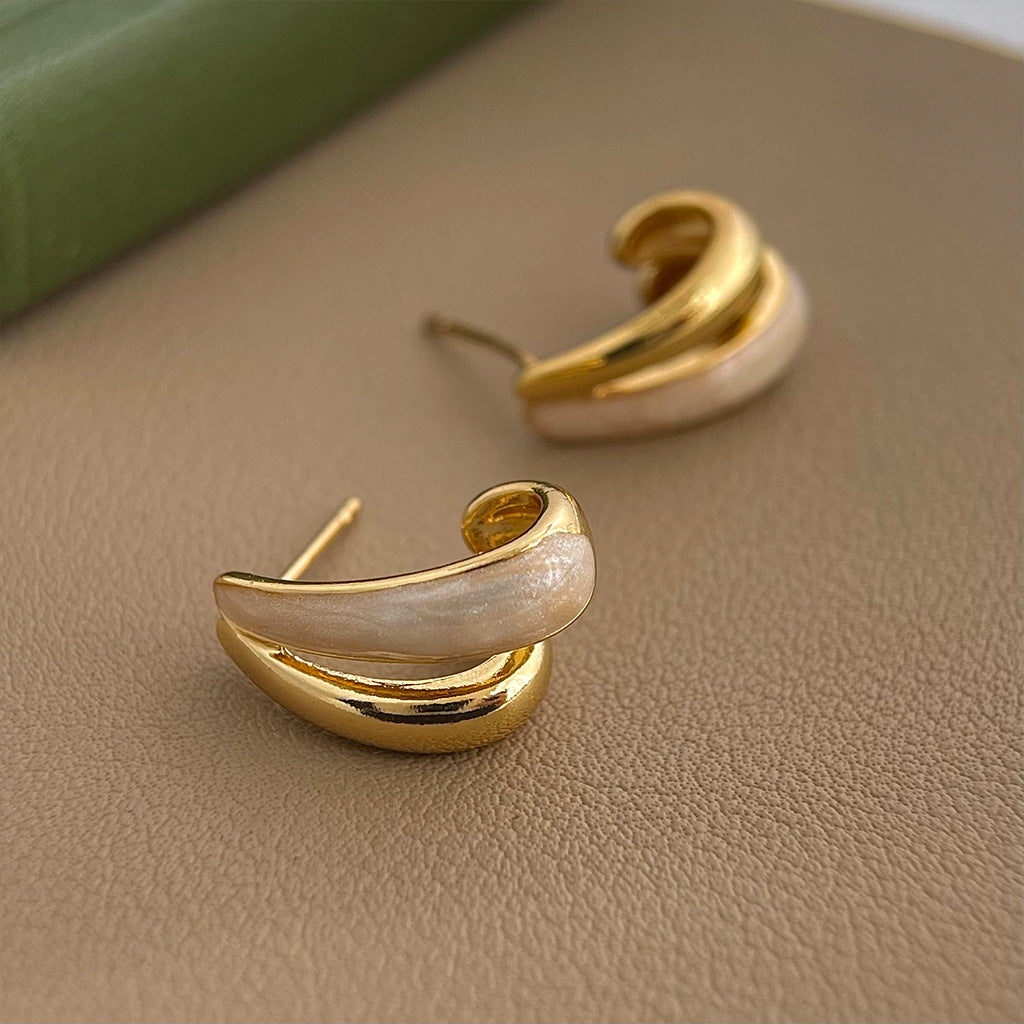 Double Layer Geometric Ear Cuff with Drip Enamel