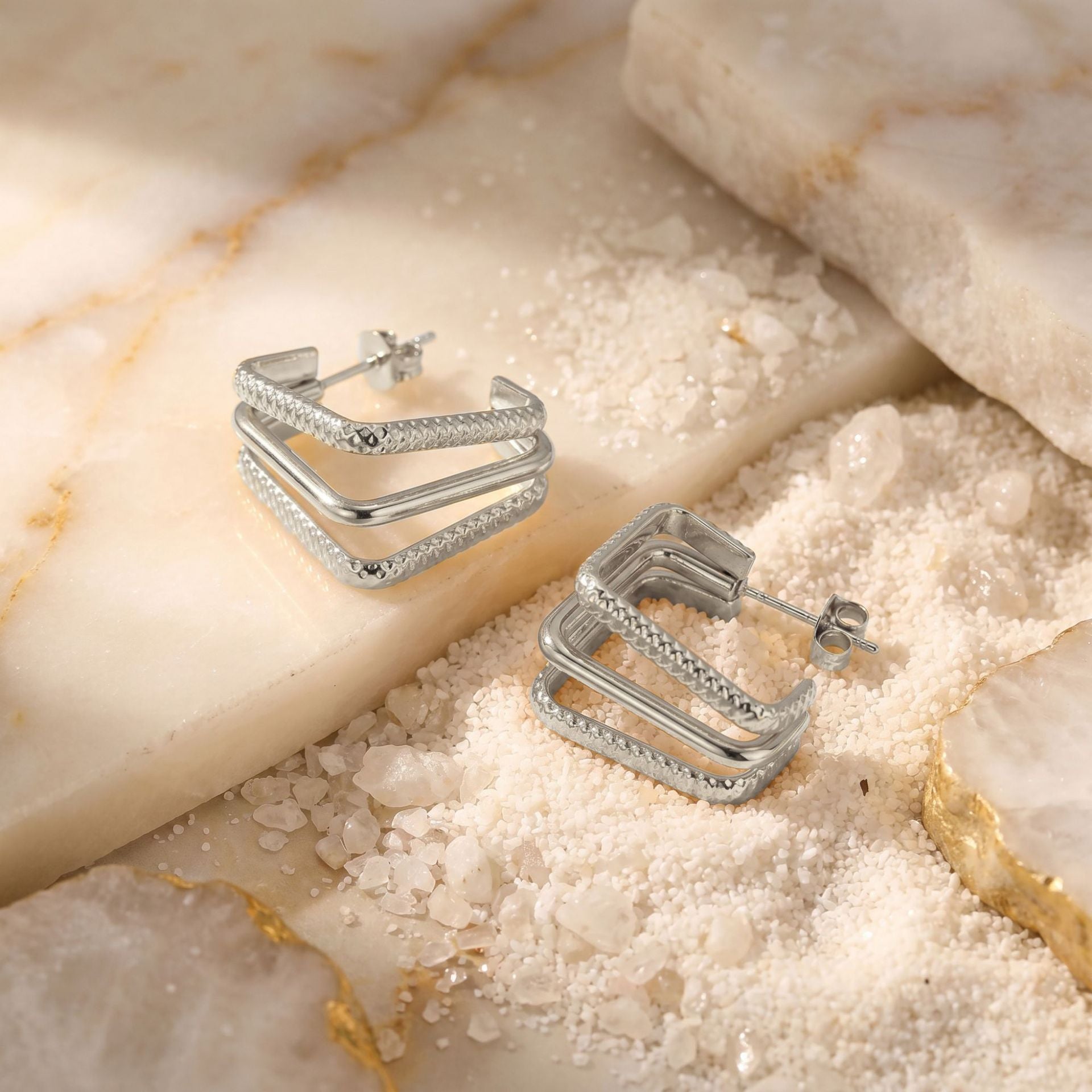 Minimalist V-Shape Geometric Square Stud Earrings