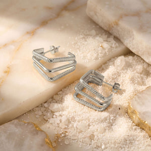 Minimalist V-Shape Geometric Square Stud Earrings