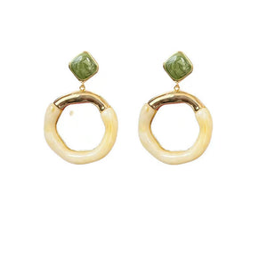 Ivory White Acetate Resin Statement Earrings