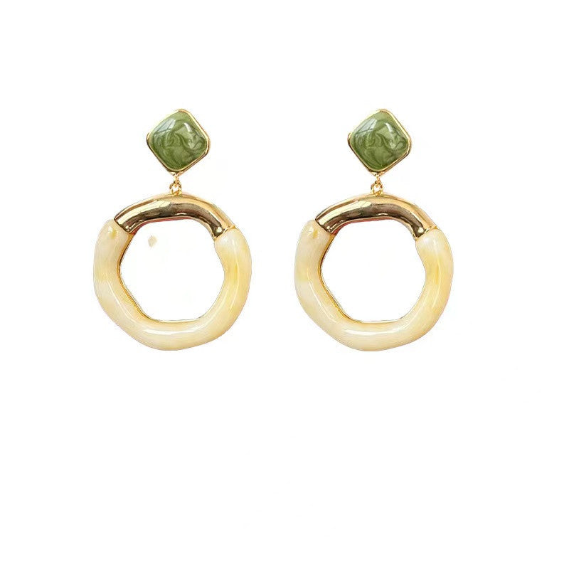 Ivory White Acetate Resin Statement Earrings