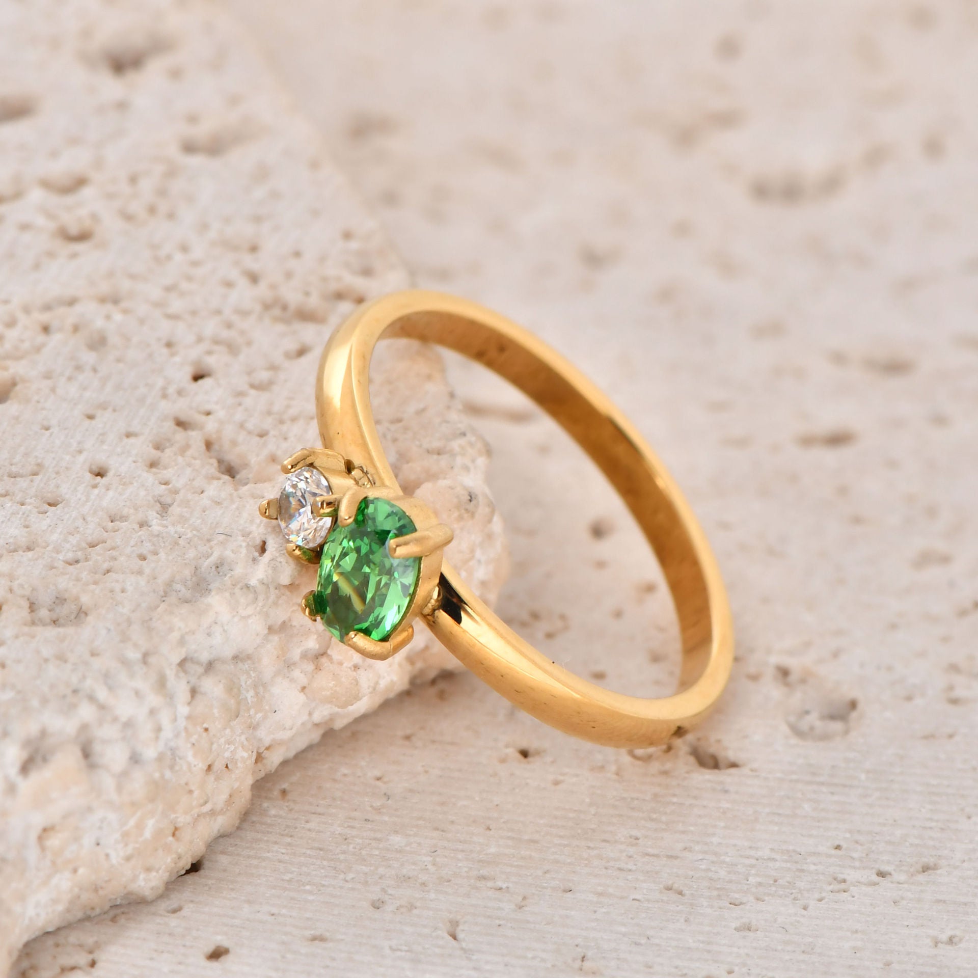 Luxury Geometric Zircon Titanium Steel Ring PDRG315 - view 6