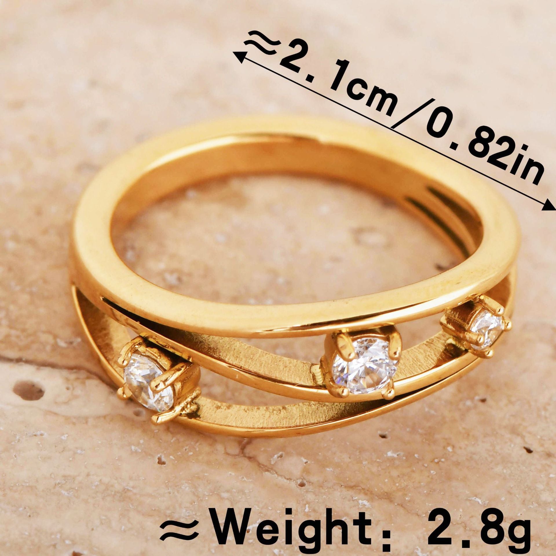 Vintage Openwork Zircon Titanium Steel Ring