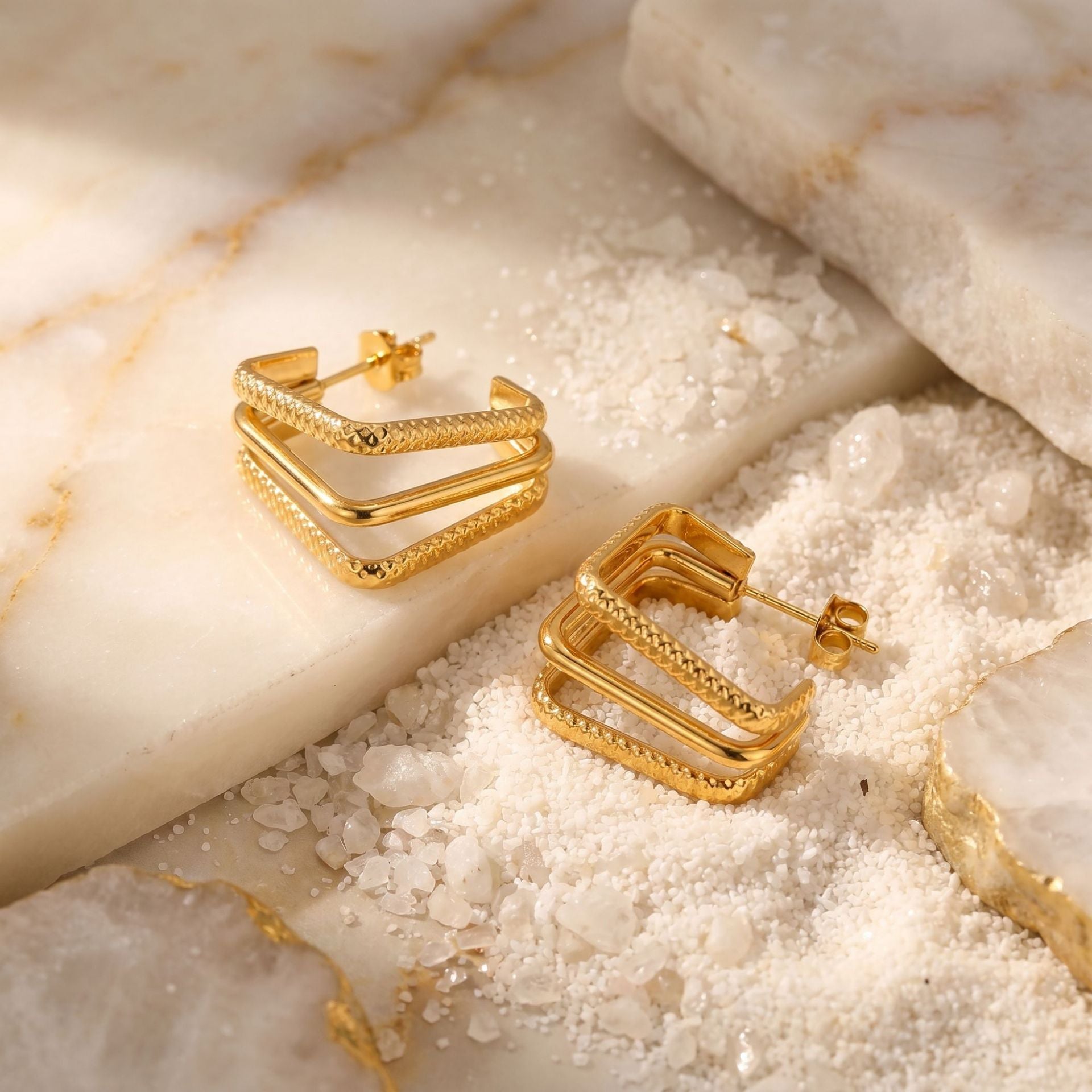 Minimalist V-Shape Geometric Square Stud Earrings