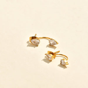 Teardrop Cubic Zirconia Huggie Hoop Earrings