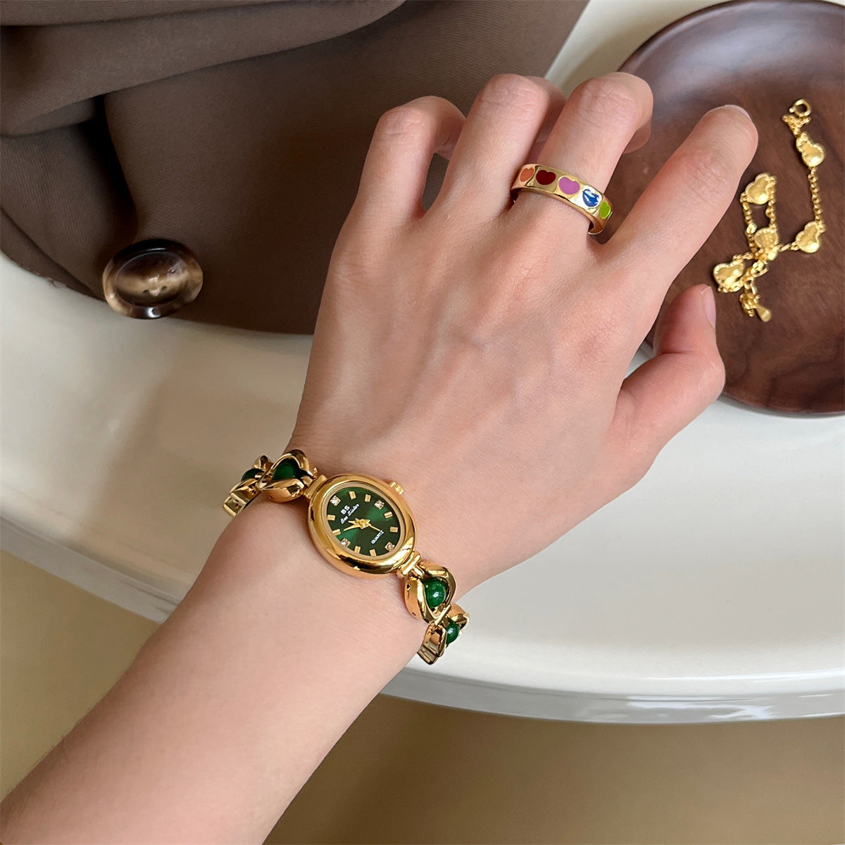 Amber Pearl Bracelet Watch Gold Quartz Movement PDW027 - view 6