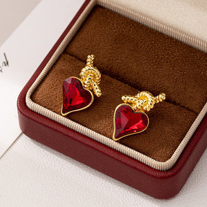 Luxury Imported Brass Heart Pearl Earrings