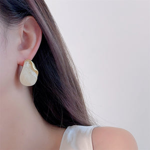 Amber Resin & Metal Earrings Minimalist Design PDER333 - view 6
