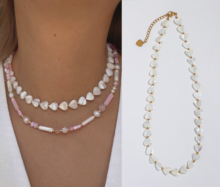 Artisan Shell & Heart Freshwater Pearl Necklace
