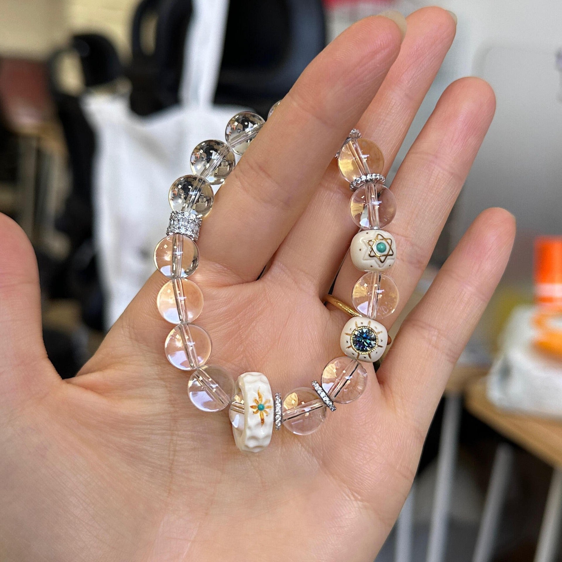 Fresh White Crystal Bead Bracelet