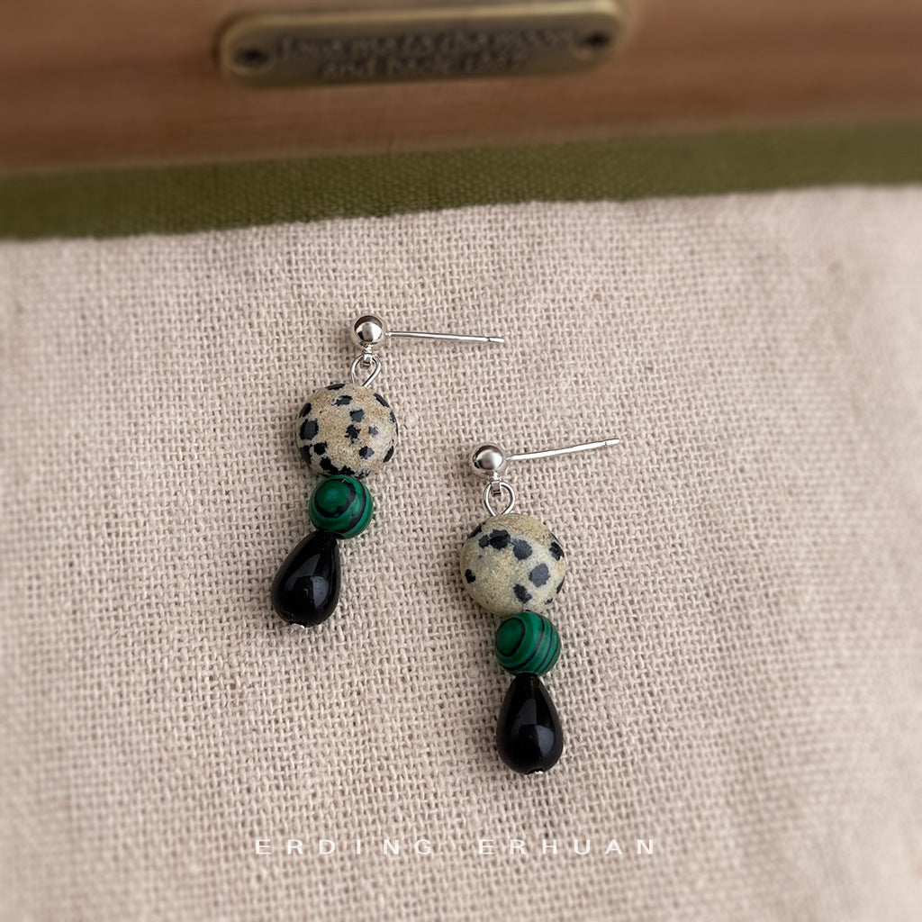 Handmade Vintage Mixed Stone Stud Earrings
