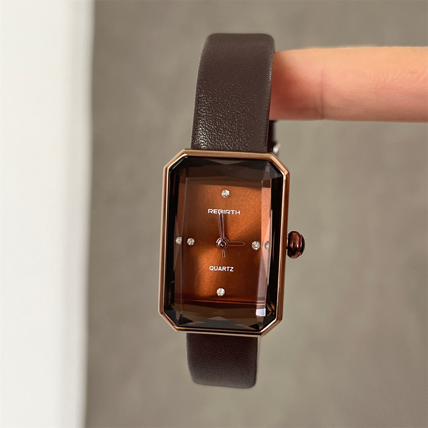 Minimalist Diamond-Cut Glass Square Watch PDW015 - view 2