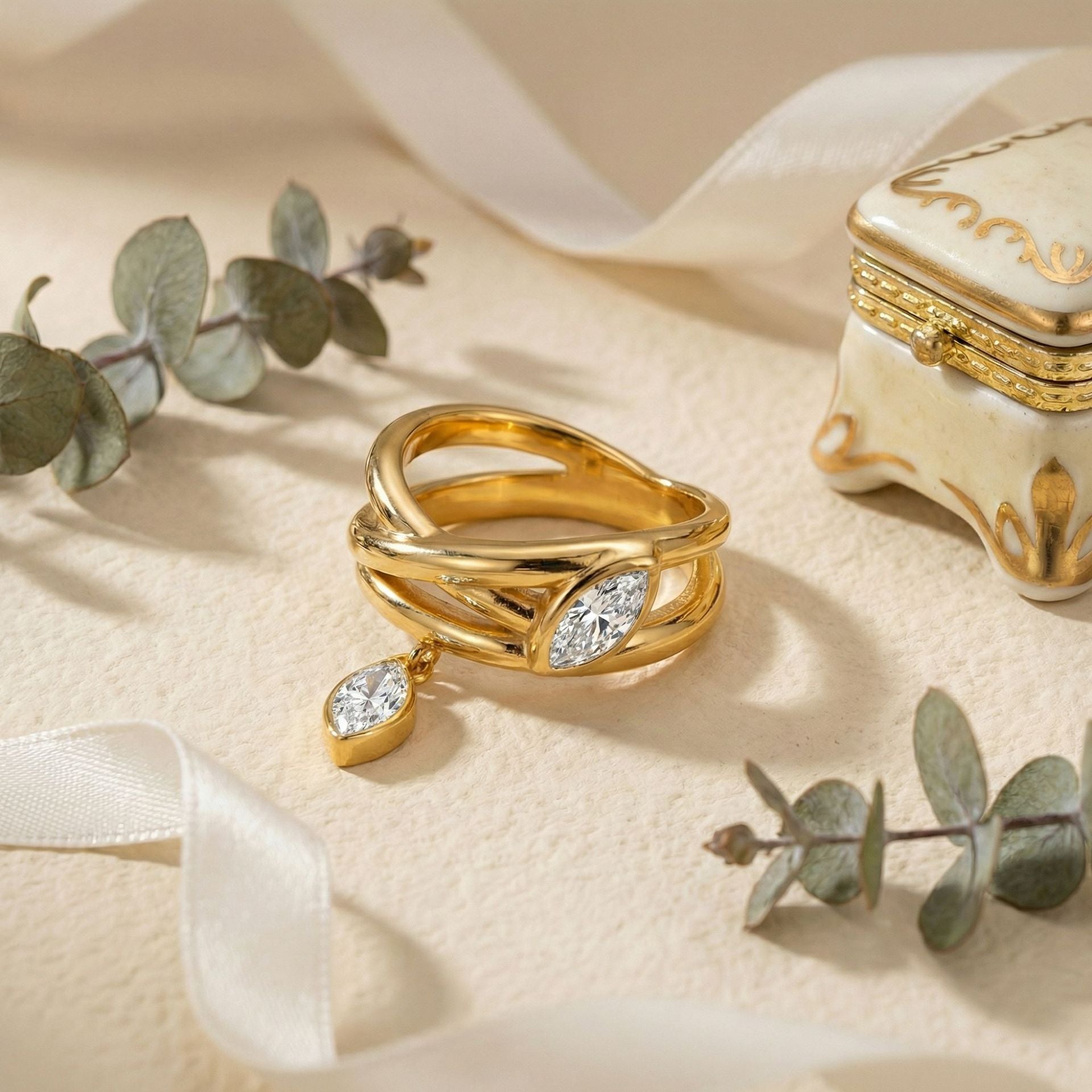 Luxury Vine & Pavé Diamond Ring