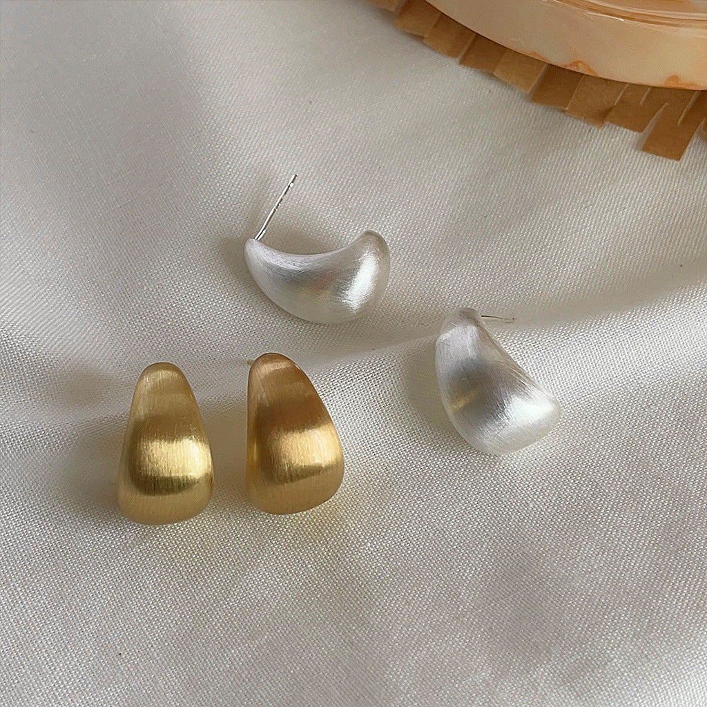 Brushed Gold & Silver Teardrop Earrings