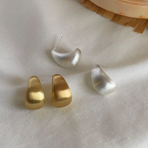 Brushed Gold & Silver Teardrop Earrings