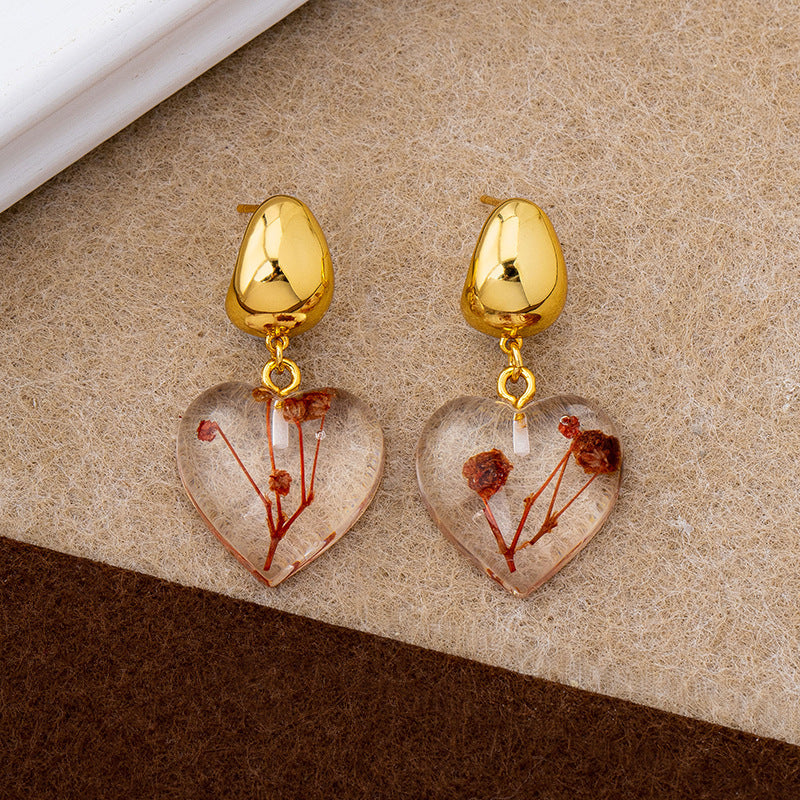 Three-Dimensional Heart Faux Pearl Earrings PDER430 - view 6