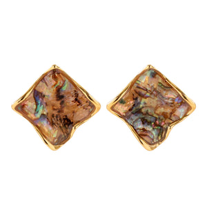 S925 Silver Geometric Abalone Shell Earrings