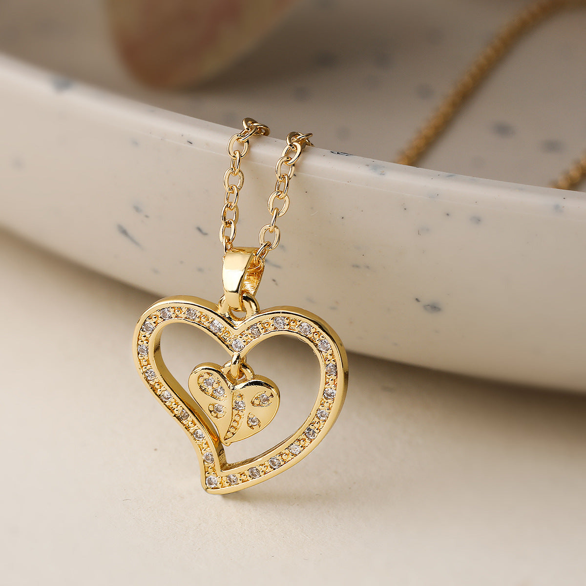Micro-Pave Heart Zirconia Necklace PDNK323 - view 6