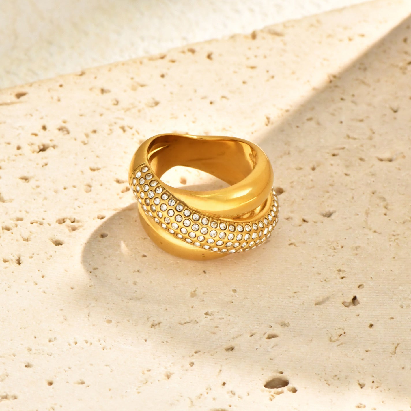 Geometric Cross Overlay Zircon Statement Ring PDRG316 - view 2