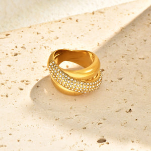 Geometric Cross Overlay Zircon Statement Ring PDRG316 - view 2