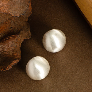 Minimalist Frosted Metal Stud Earrings， Gold/Silver