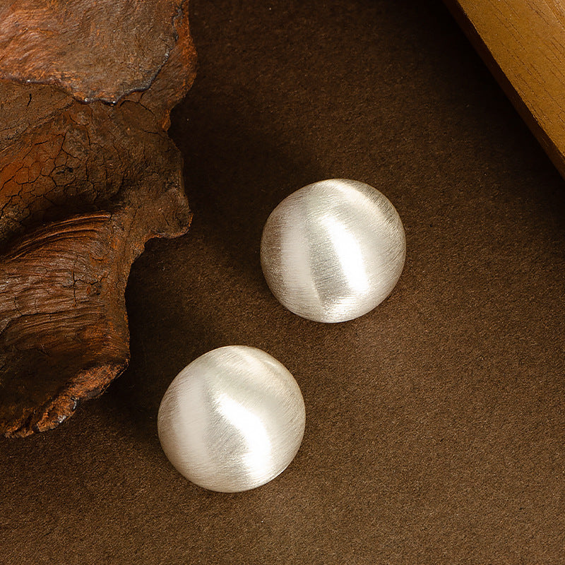 Minimalist Frosted Metal Stud Earrings， Gold/Silver