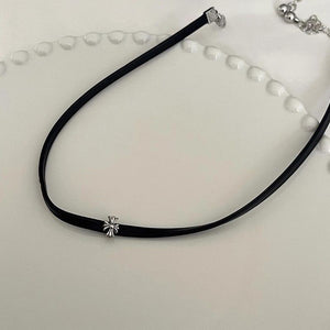 Gothic Black Leather Cross Choker
