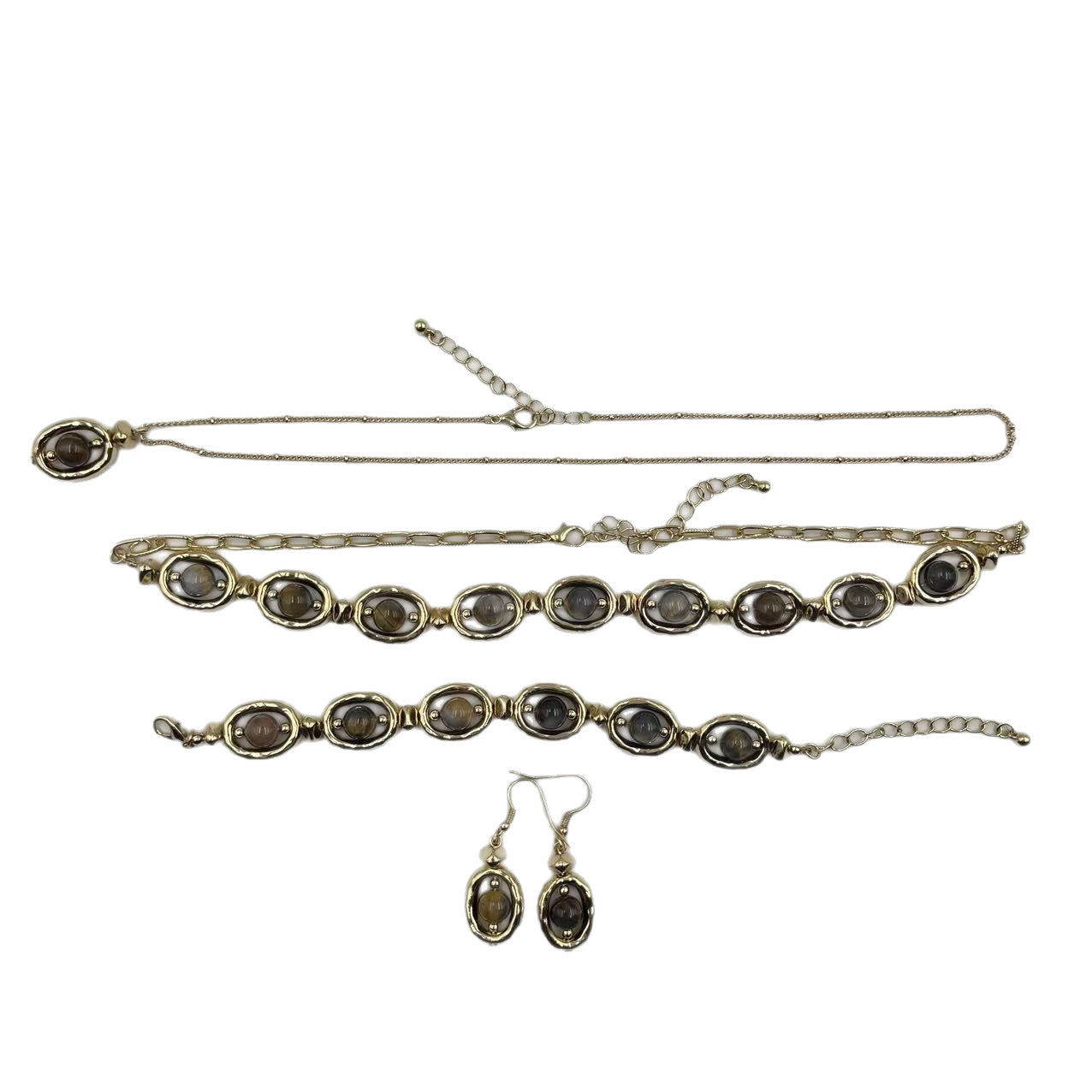 Vintage Tiger Eye Jewelry Set (Necklace, Earrings, Bracelet)