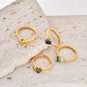 Luxury Geometric Zircon Titanium Steel Ring PDRG315 - view 2