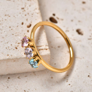 Titanium Steel Zircon Ring, 18K Gold Plated PDRG313 - view 6