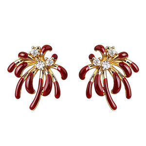 14K Gold Sparkler Earrings with Zircon & Enamel